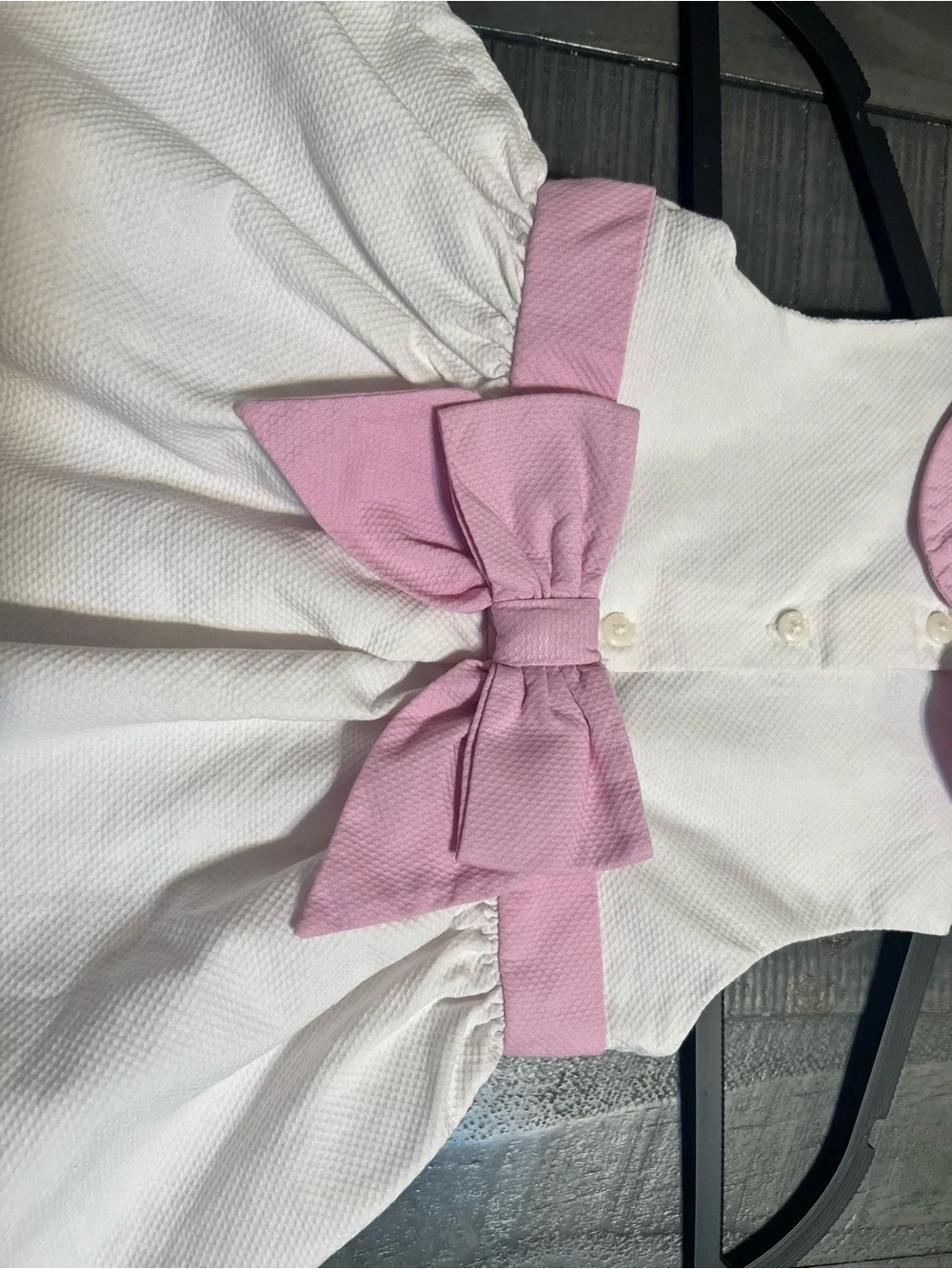 Gymboree White Dress with Pink Collar and Pastel Stripe Trim